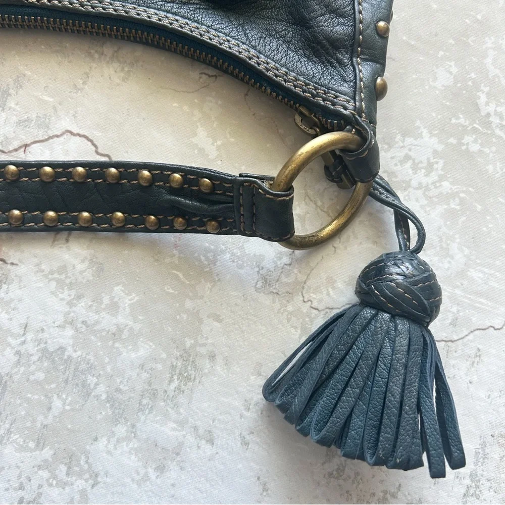 Junior Drake Blue Leather Studded Handbag
